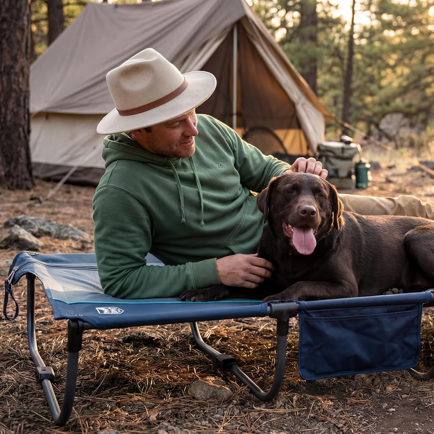 TIMBER RIDGE 20-Second Quick Set-Up Camping Cot, Lightweight Aluminum Folding Cot with Zipper Closure, Portable Carry Bag Included for Camping, Travel and Outdoors, Support up to 225lbs, Blue - Image 6
