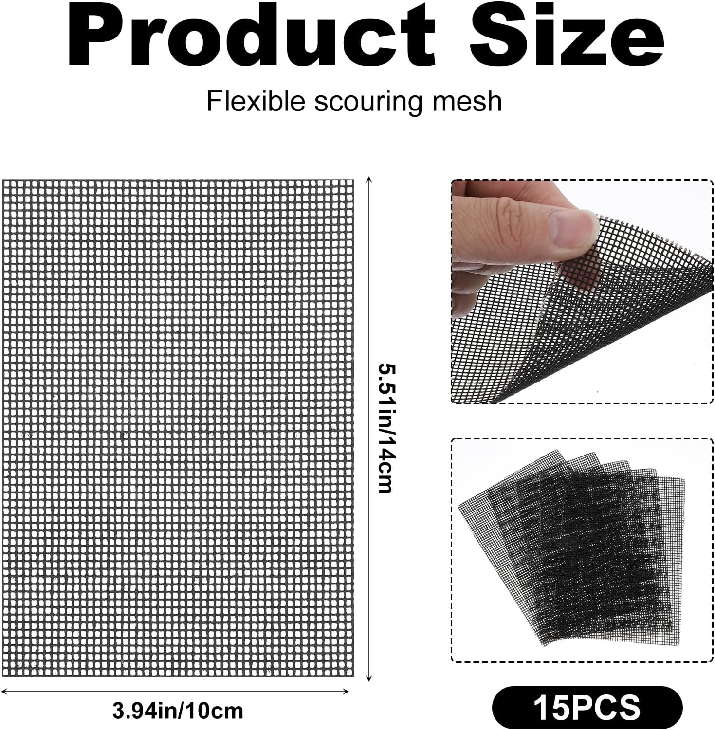 15PCS Cleaning Screens for Toilets, 5.5x4 Inch Flexible Mesh Pads Bowl Screen for Household Cleaning, Hard Water Scrubbing Pad, Toilet Ring Remover Pads for Bowls Toilet Grills Rust Scale image 2