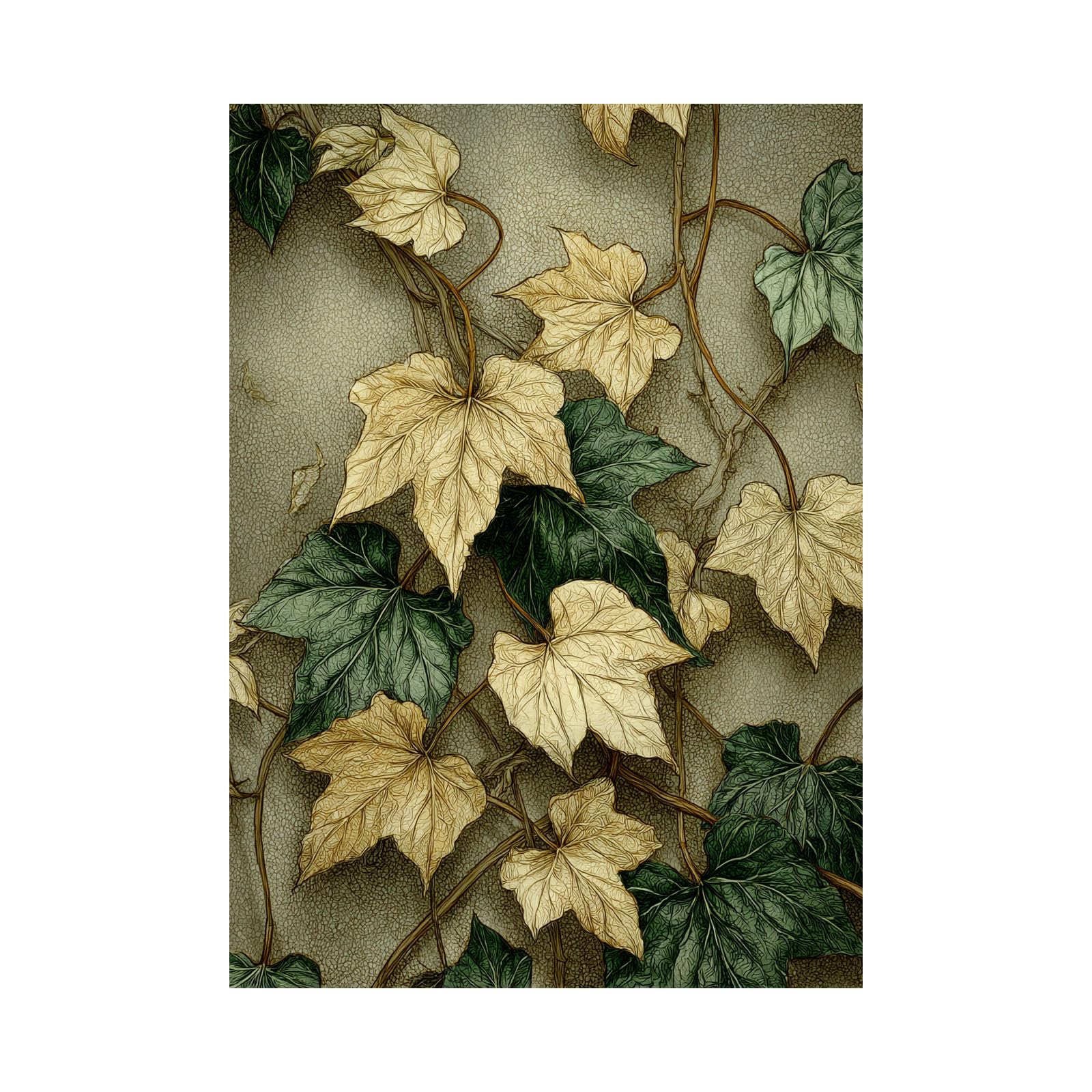 Teruea Beige Flowers Wall Art Retro Vintage Green Leaf Botanical Decor Print Art Flickering Flower Modern Abstract Paintings Canvas Wall Art(Beige)-60X90cm1 Unframed