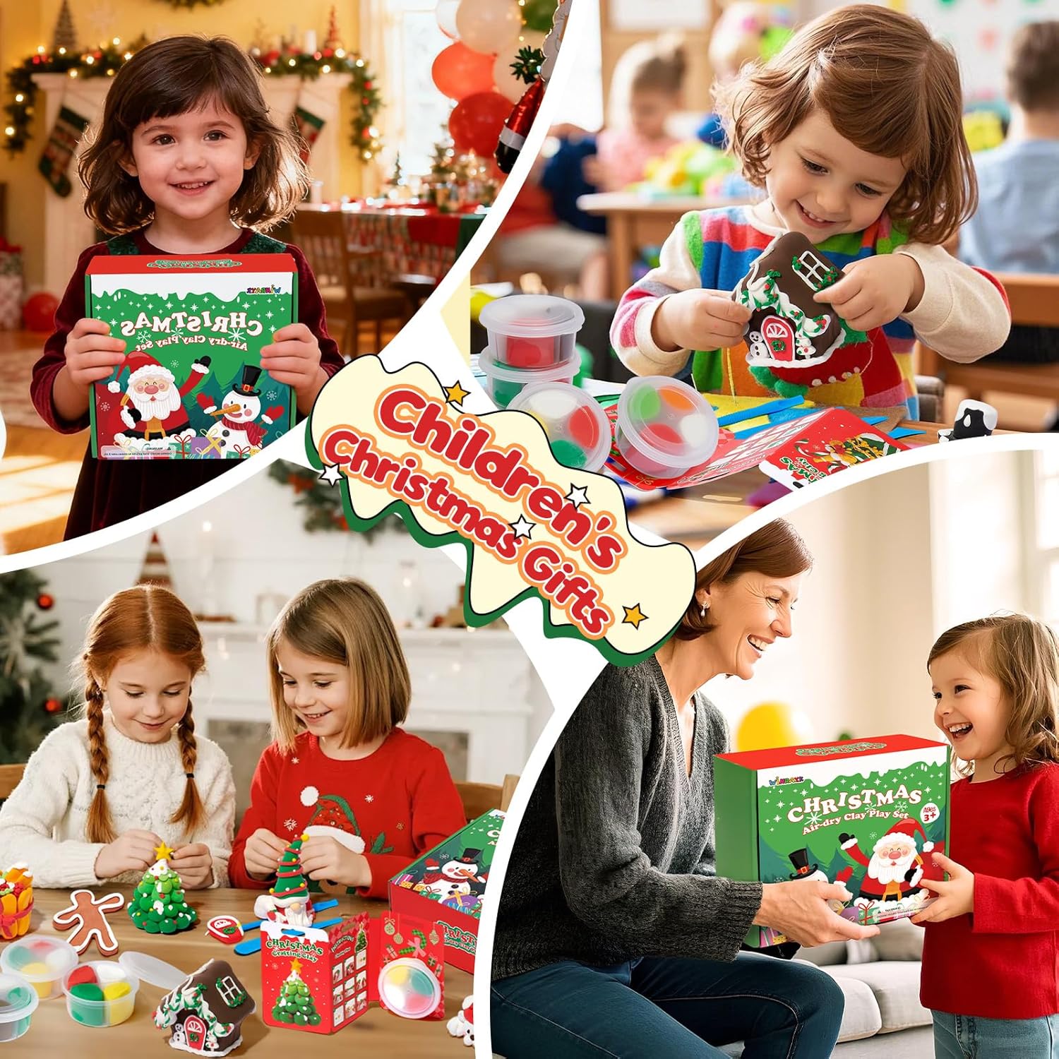 Winrayk Christmas Air Dry Clay for Kids Modeling Clay Kit, 12 Boxes Magic Molding with Sculpting Tools & Tutorials, DIY Arts and Crafts Stocking Stuffer Boys Girls Kids Christmas Birthday Gifts Toys