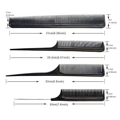 Miniatura 4 de Juego de 10 peines de pelo negro para peluquería, corte y peinado, para mujeres, hombres y niños