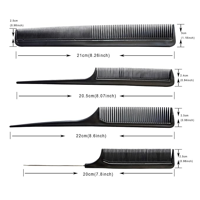 Set de 10 Peines Negros para Peluquería miniatura 4