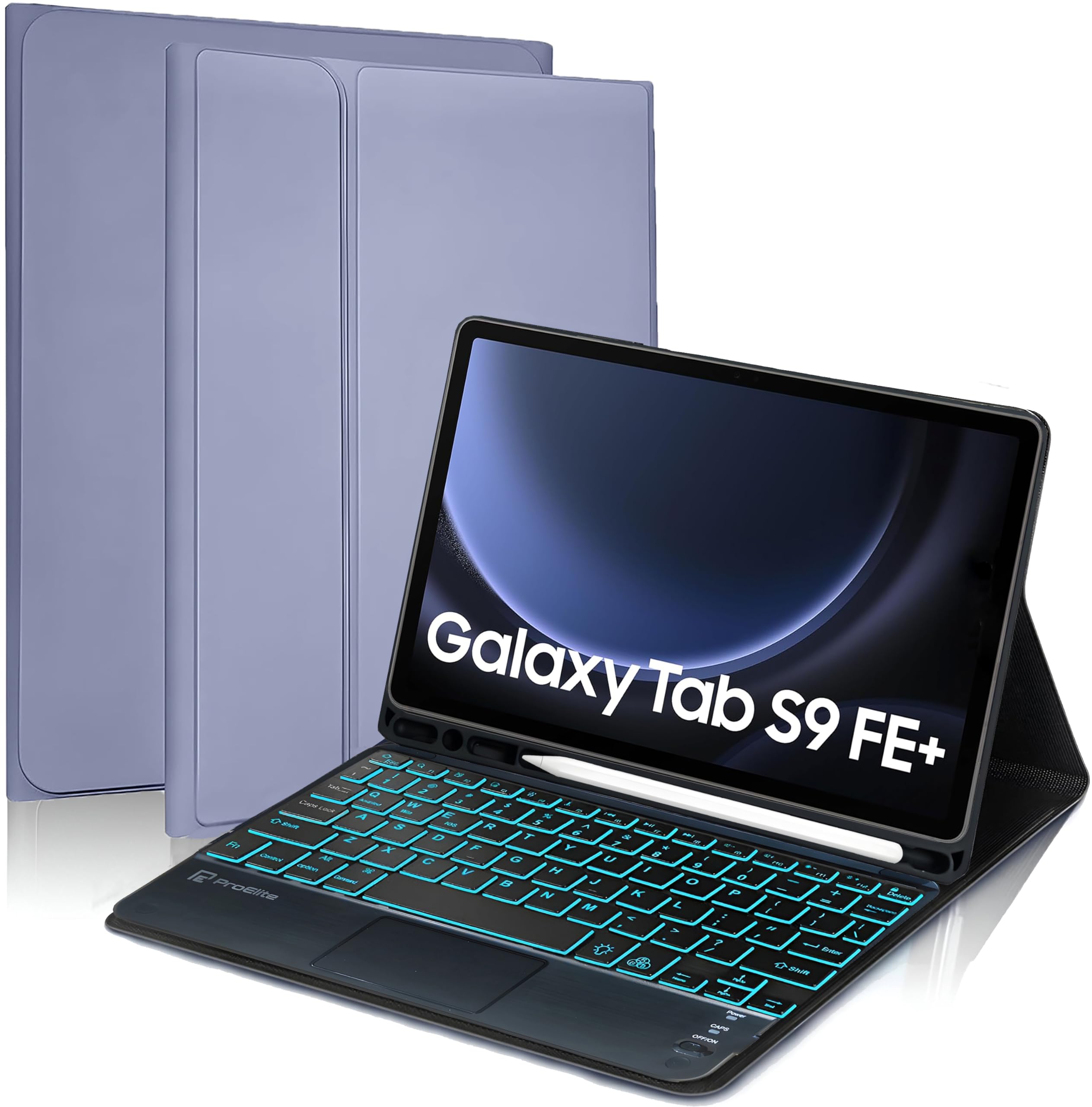 ProElite TouchPad Keyboard case for Samsung Galaxy Tab S9 FE+/S10+ 12.4 inch with S Pen Holder, Magnetic Detachable Wireless Bluetooth TouchPad Keyboard Built-in 7-Colors Backlit, Lavender (B0D6R3JFN1) Amazon Price History, Amazon Price Tracker