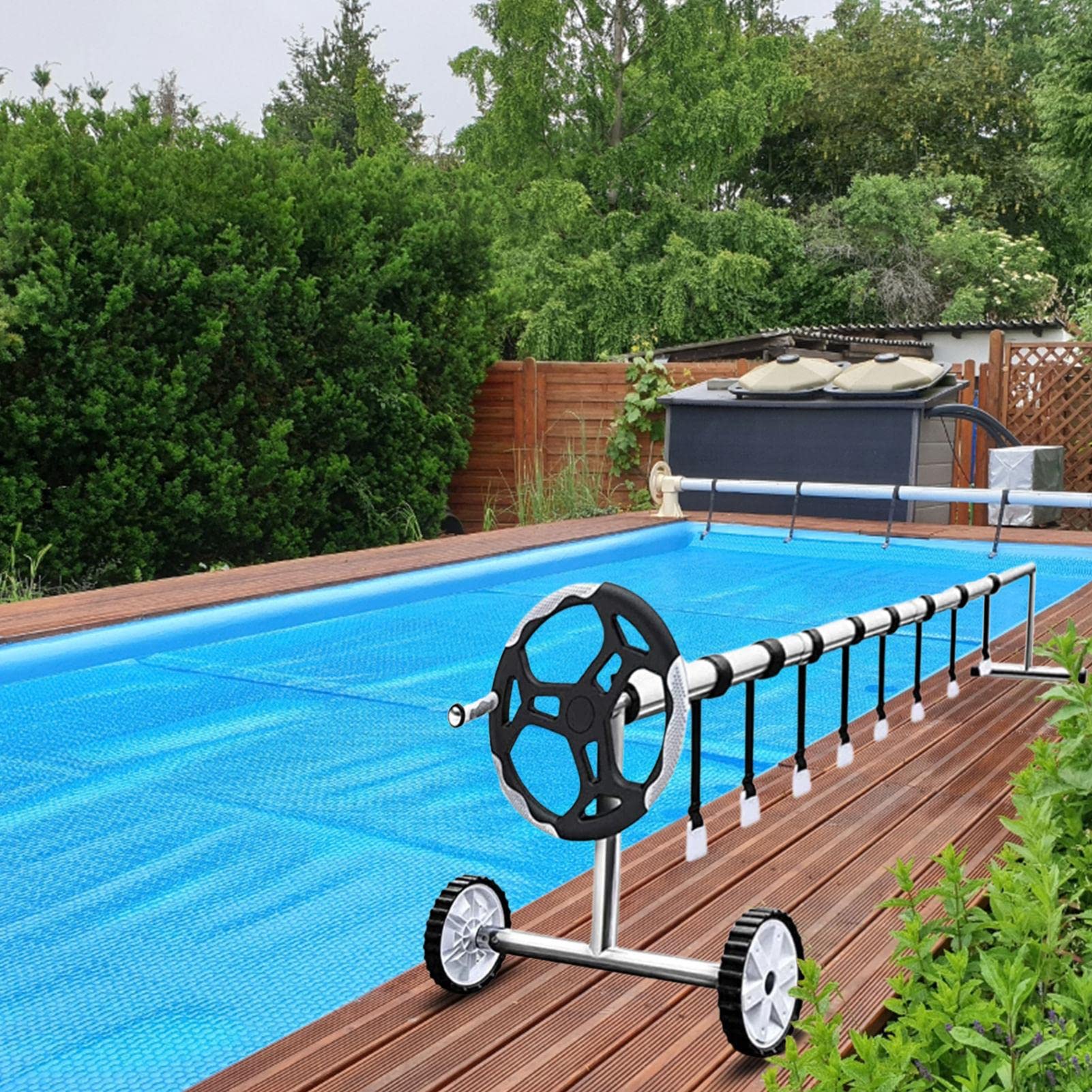 Kit Enrouleur Pour Couverture De Piscine - 8 Pinces & Sangle 1.76m - Facile à Installer, Pour Bâche Solaire Jusqu'à 1.5cm - 13