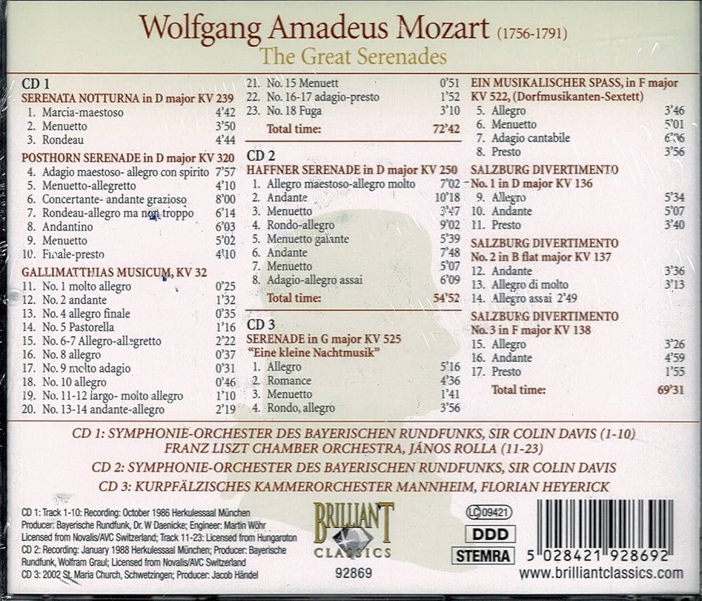 Amazon.co.jp: モーツァルト:セレナード集(3枚組): Music