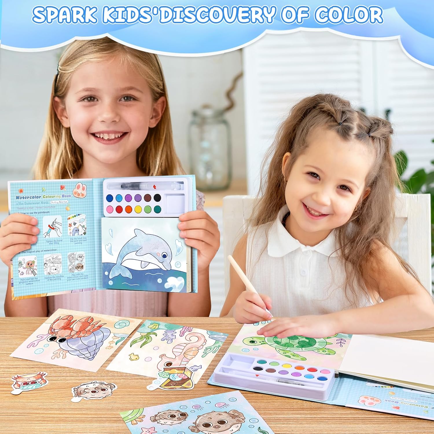 Accevo Paint with Water Coloring Books for Toddlers, Mess Free Watercolor Painting Sets Activity for Kids Arts Crafts Gift Toy for Boy Girl Ages 4 5 6 7 8 Christmas Stocking Stuffers Birthday