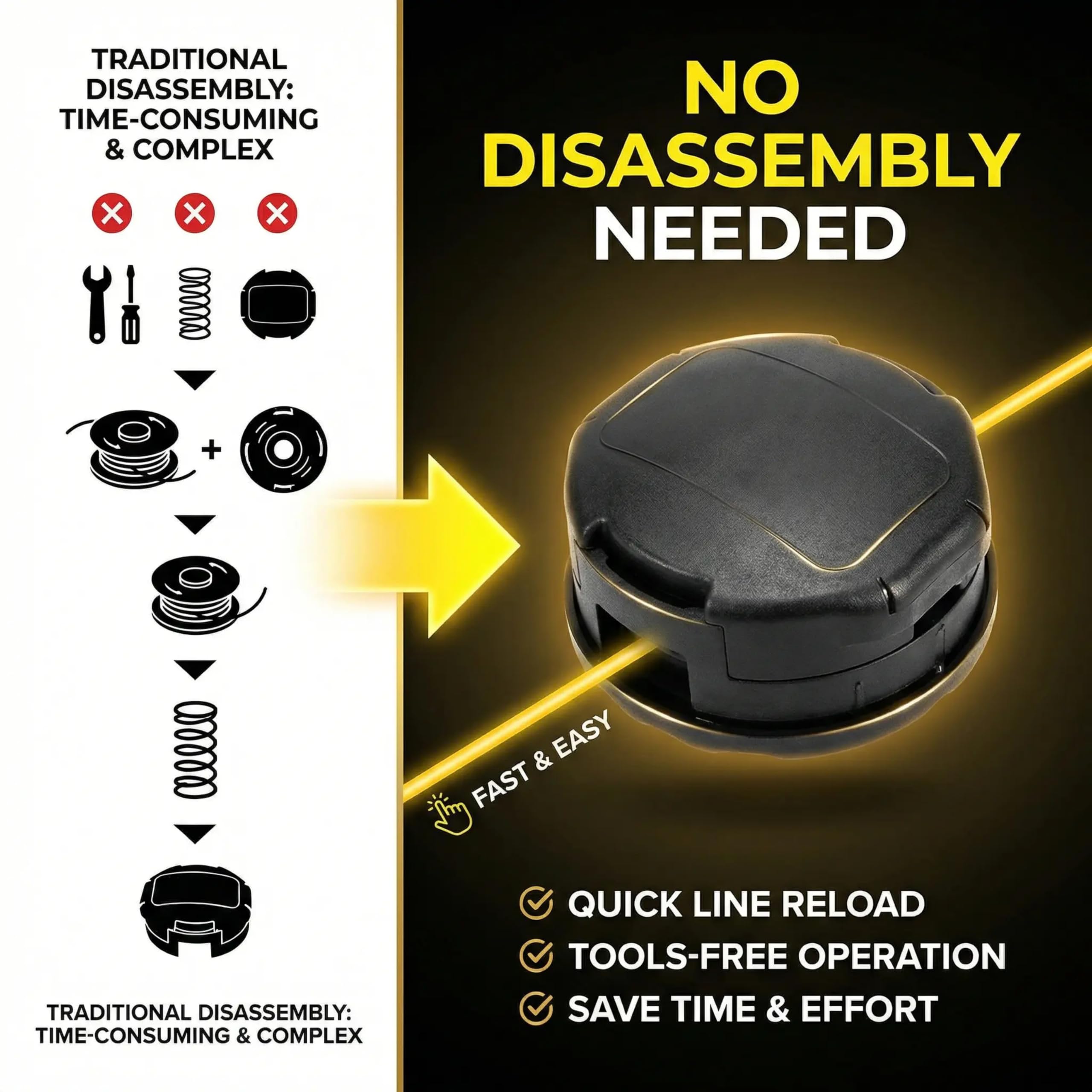 Cabezal de corte universal Speed Feed 400, se adapta a todos los modelos SRM, reemplazo de carga rápida para cortadoras de cuerdas de jardín, accesorio de cortasetos multimodelo