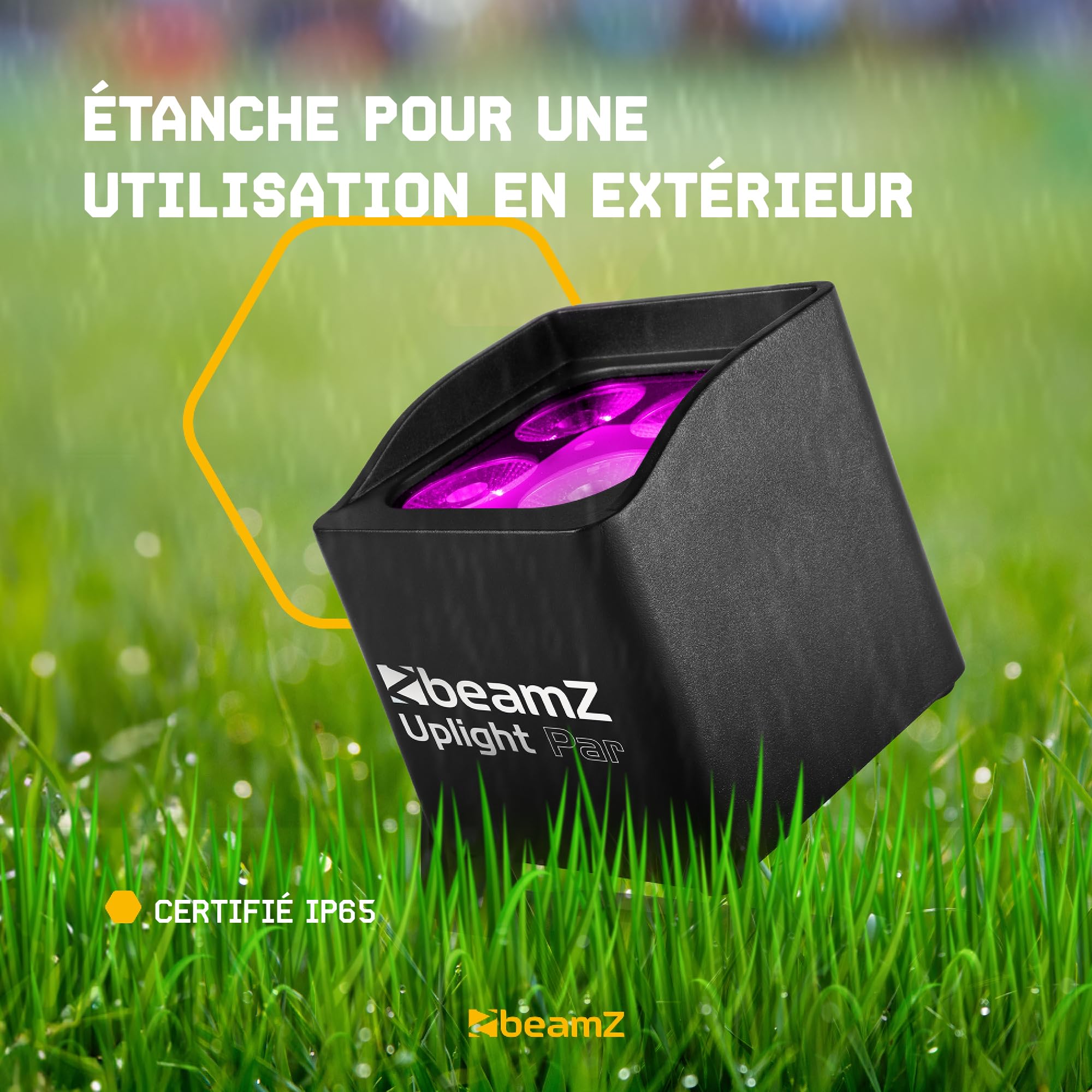 BeamZ BBP44 Lot de 4 Projecteurs sur Batterie Compact RGBW IP65-16 Watts, Résistant aux Intempéries, Autonomie 25H, Idéal pour Éclairage de Salle, Mariage, Jardin, Architecture, Hôtel, Restaurant