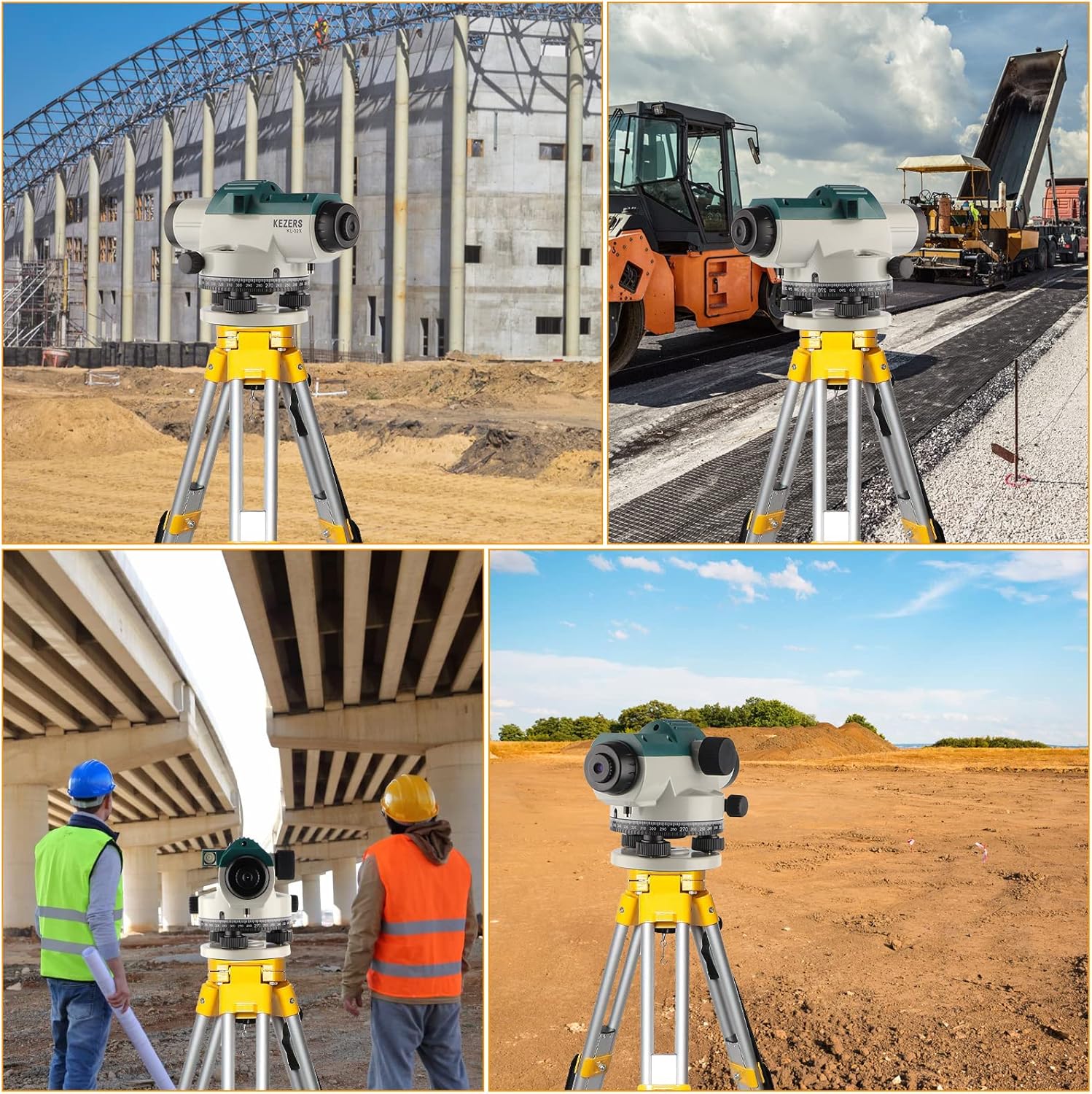 KEZERS 32X Automatic Optical Level Kit with Self- Leveling Magnetic Dampened Compensator and Transport Lock,High Precision Height/Distance/Angle Level Measure - KL-32X