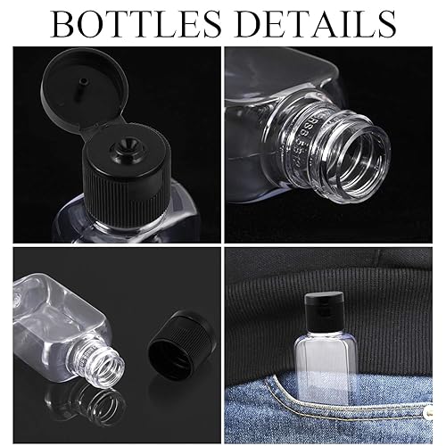 Miniatura 7 de 30 botellas de viaje portátiles de plástico transparente, botellas vacías recargables y reutilizables, recipientes para viajes al aire libre,