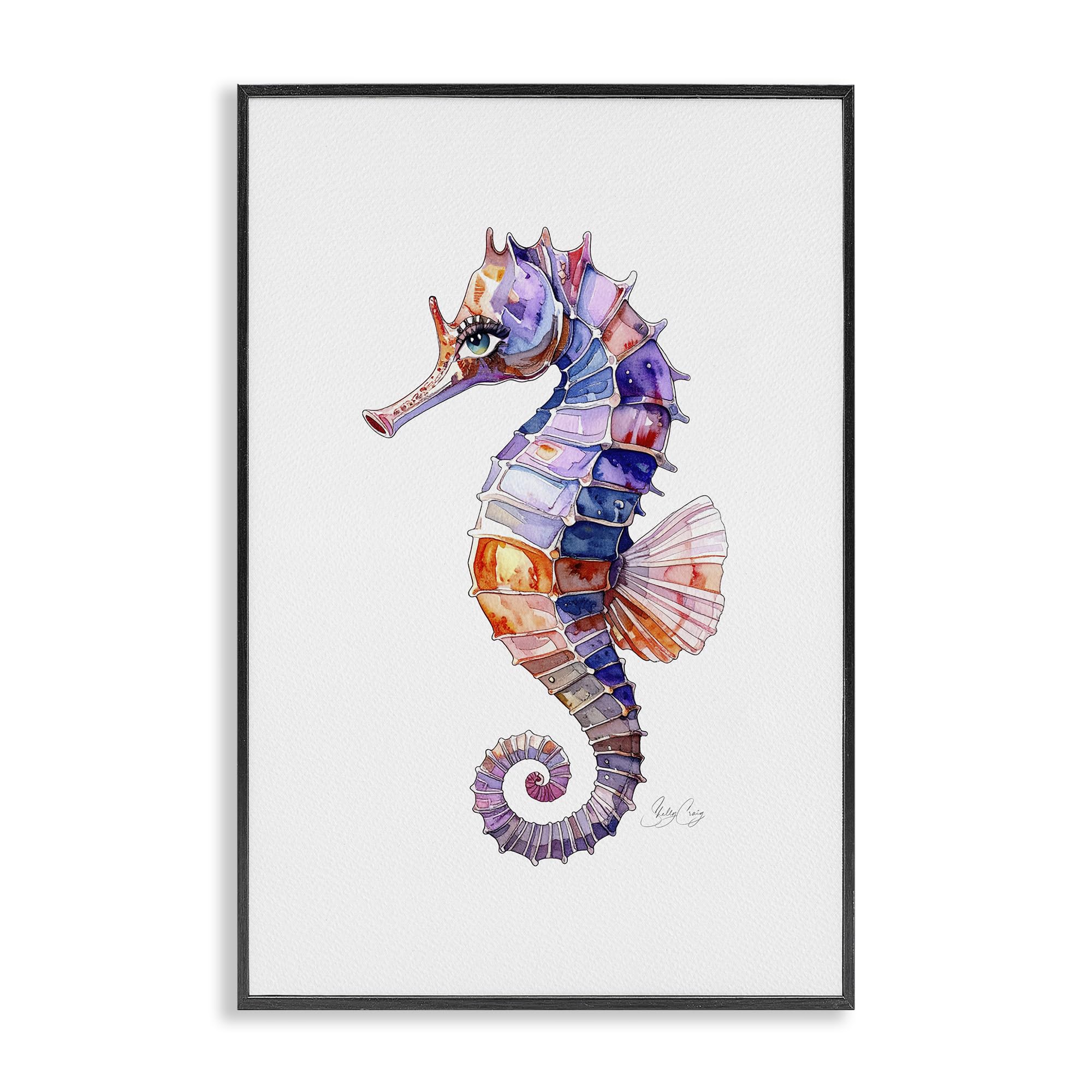 Stupell Industries Sea Whisper Seahorse Illustration 'Sea Whisper Seahorse', Framed Giclee Art, Black, 20 X 30 Inches, Easy To Hang And Sturdy, Made In Usa, By Shelly Craig