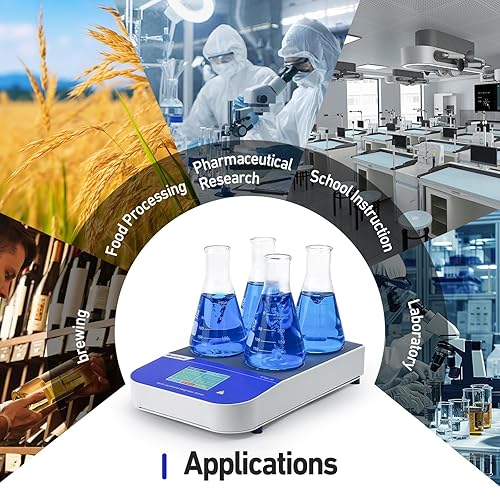 Miniatura 7 de Laboratorio Digital Multi Lugar Agitador Magnético Velocidad 50-1500RPM 4x500ML Multi Posición Agitador Sin Calefacción