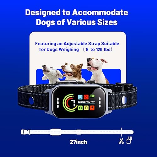 Miniatura 2 de Collar antiladridos para perros pequeños, medianos y grandes (8-120 libras) Collar de entrenamiento antiladridos recargable inteligente con 7