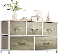 Vista 40 de YITAHOME Cómoda de tela de 4 cajones, cómoda y cómoda para dormitorio, sala de estar, pasillo, armarios, marco de acero resistente, parte superior