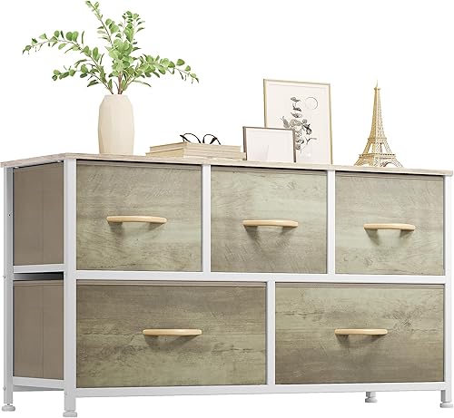 Miniatura 40 de YITAHOME Cómoda de tela de 4 cajones, cómoda y cómoda para dormitorio, sala de estar, pasillo, armarios, marco de acero resistente, parte superior