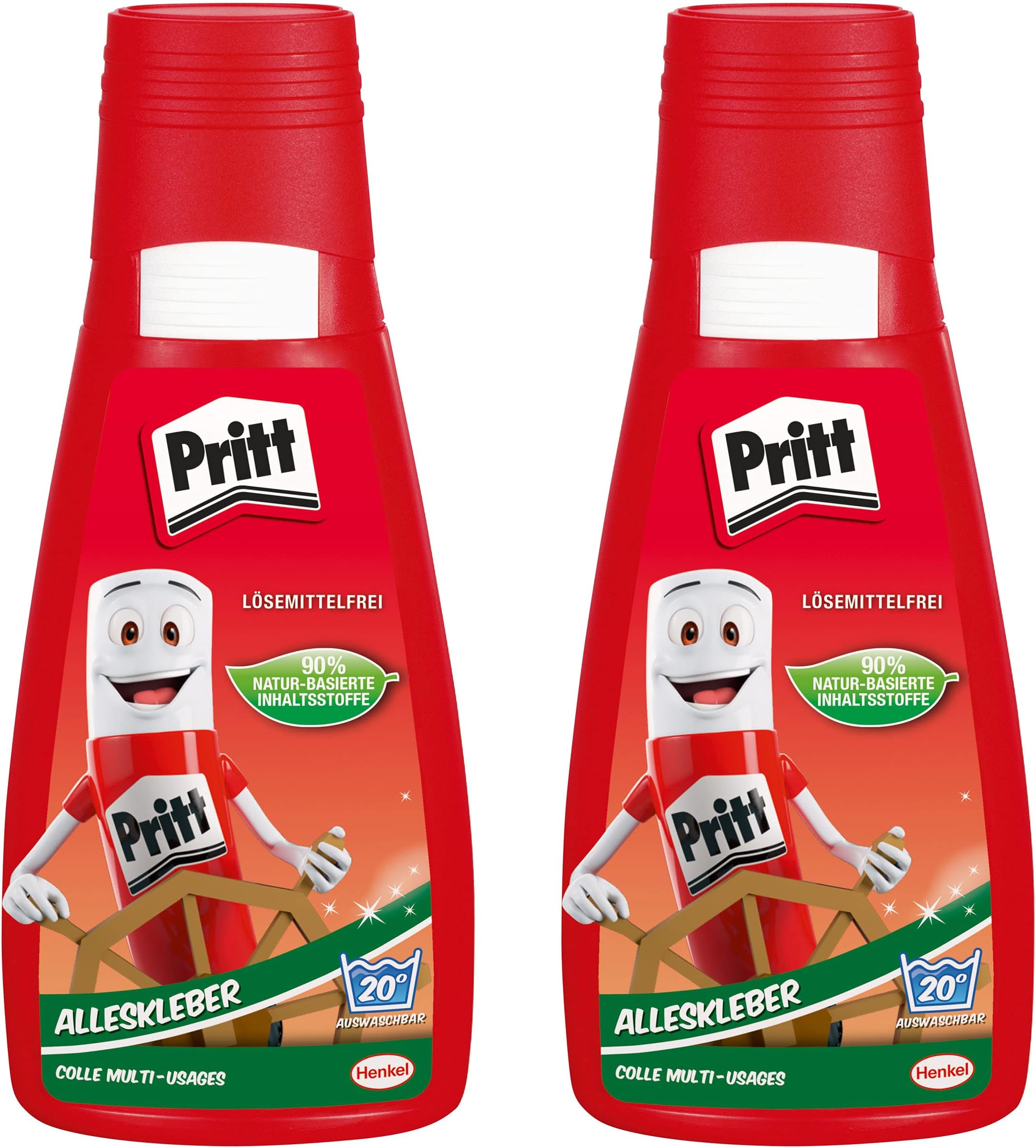 Pritt All-Purpose Glue, Quick-Drying Glue with Easy Application, Solvent-Free Liquid Glue for Children, White Craft Glue for Many Craft Materials, Value Pack of 2 x 100 g, 9H PAKA2X