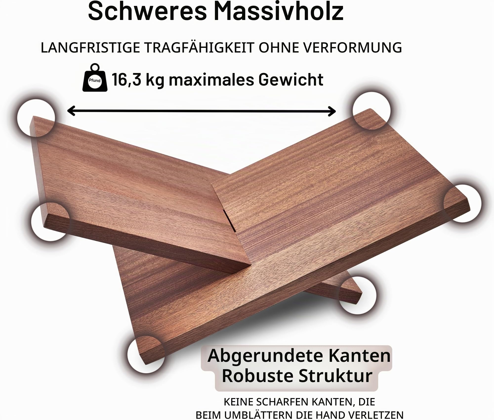 Honygebia Buchständer aus Massivholz – Kreuzrahmen aus Sapeli-Holz, offener Buchständer zum Präsentieren und Lesen, geeignet für Kunst, Bibel, Kochbuch, Staffelei, Zeitschriften, Lehrbücher