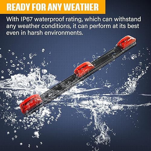 Miniatura 4 de Barra de identificación LED ámbar de 15 pulgadas, 3 luces, tira de 9 LED con soporte de acero inoxidable, impermeable IP67, universal para 12 V,