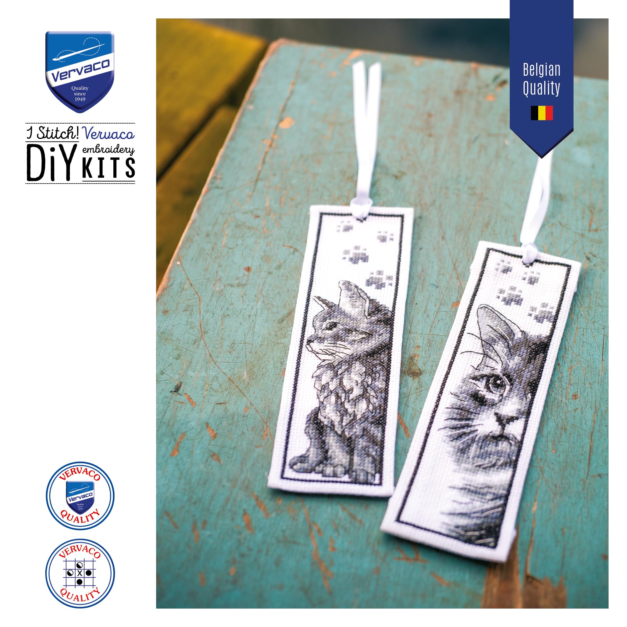 Kits à Broder Vervaco Vervaco De Point De Croix Compté Marque-Page DIY (lot De 2) NOËL LUTINS Kit Complet Loisir Créatif Adulte Cadeau De Lecture Broderie Débutant Ca. 6 X 20 Cm