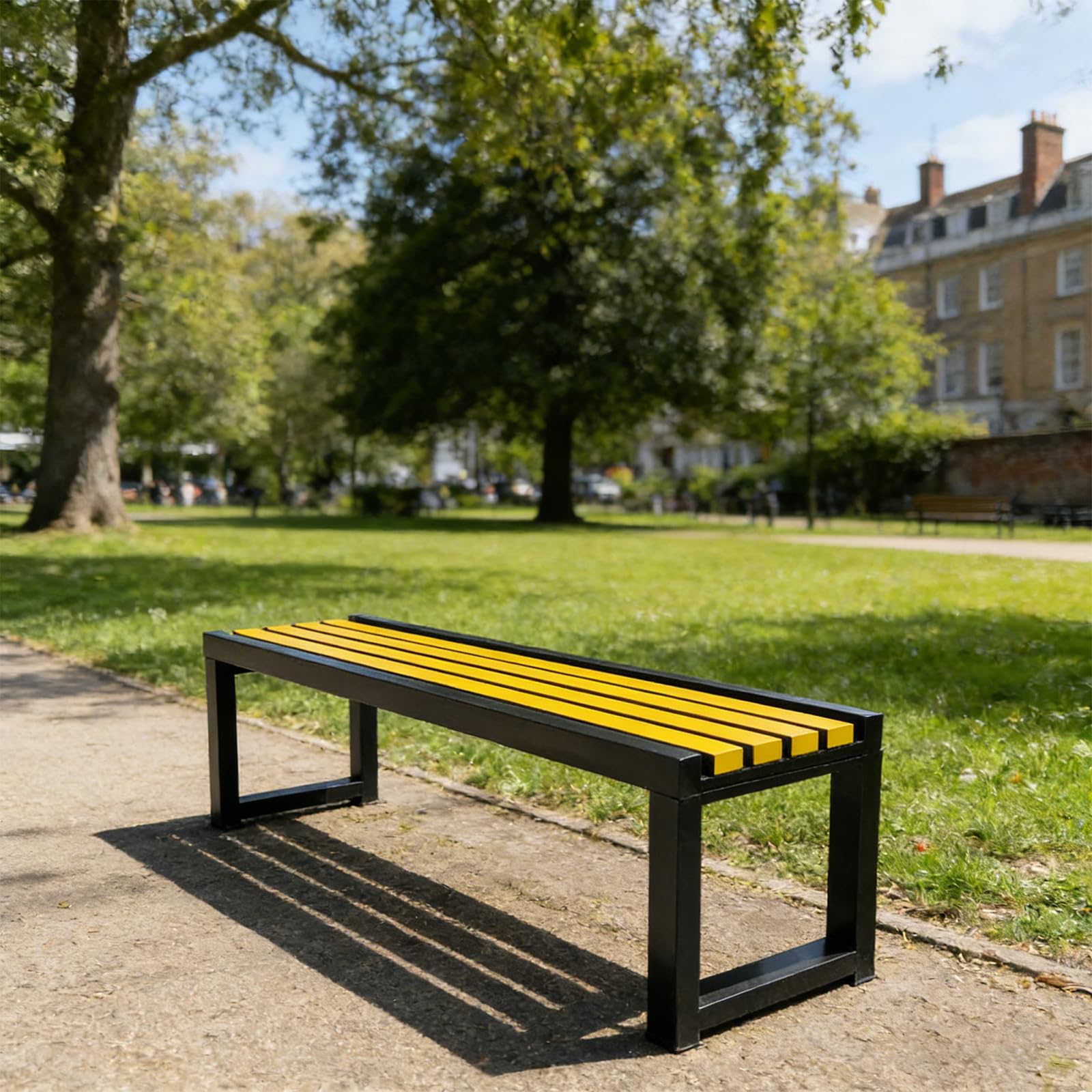 Rytgdxss Metal Garden Benches 2 Seater Weatherproof Heavy Duty Outdoor Bench,Rustproof Metal Frame,Slatted Wood Seat,for Patio,Park,Yard Ideal for 2 Persons Garden Seating(100 * 40 * 45cm)