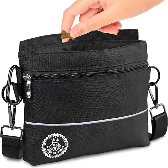 HUND IST KÖNIG Leckerlietasche für Hunde mit Einhand-Magnet-Verschluss, 2 Zip-Fächer, herausnehmbare Innentasche, Leckerlibeutel für Hunde fürs Gassi & Hundetraining, inkl. Trainings-eBook product image