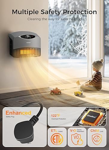 Miniatura 5 de GiveBest Calentador de pared inteligente para uso en interiores, calentador eléctrico de 1500 W, funciona con Alexa, termostato ajustable, control