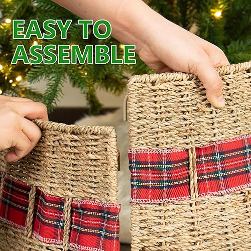 Miniatura 2 de Rocinha - Collar de ratán para árbol de Navidad, tejido a mano, para decoración de árbol de Navidad, decoración de árbol de Navidad, fácil de