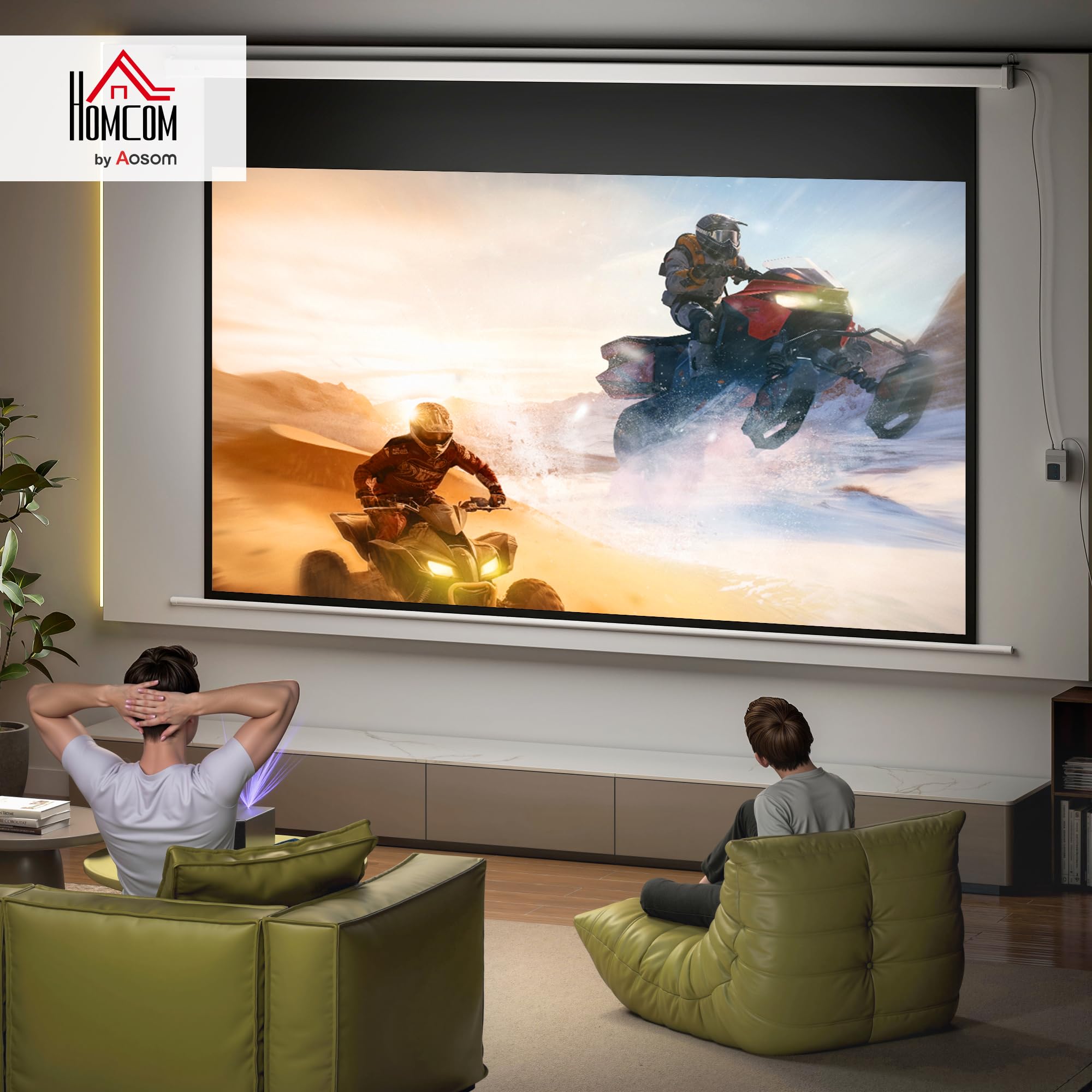 HOMCOM Beamer Leinwand 293x193cm 120 Zoll 16:9 Elektrisch mit Fernbedienung | HD 4K Projektionsleinwand, Rollo-Leinwand, für Wand- und Deckenmontage, für Heimkino, Büro