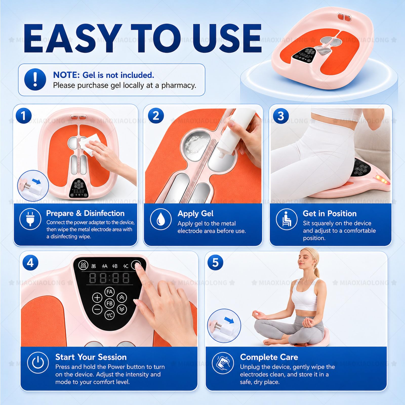 MIAOXIAOLONG Dispositivo Esercizio Pavimento Pelvico Conveniente, 1 Sessione = 15 Min di Allenamento, Alternativa Terapia Postpartum Ospedaliera per Donne