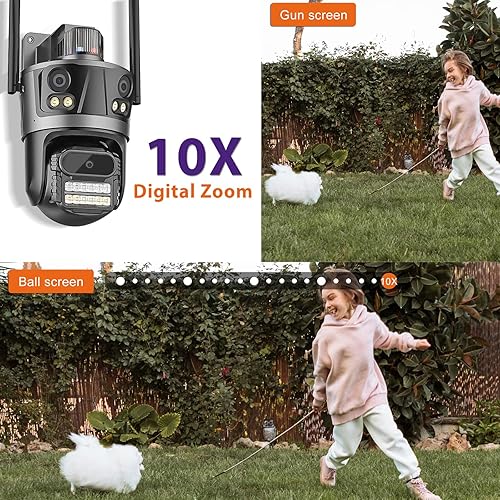 Miniatura 5 de Cámara de seguridad inalámbrica para exteriores, 2.4G, WiFi PTZ, cámara para exteriores para el hogar, cámaras de seguridad de doble lente, enlace