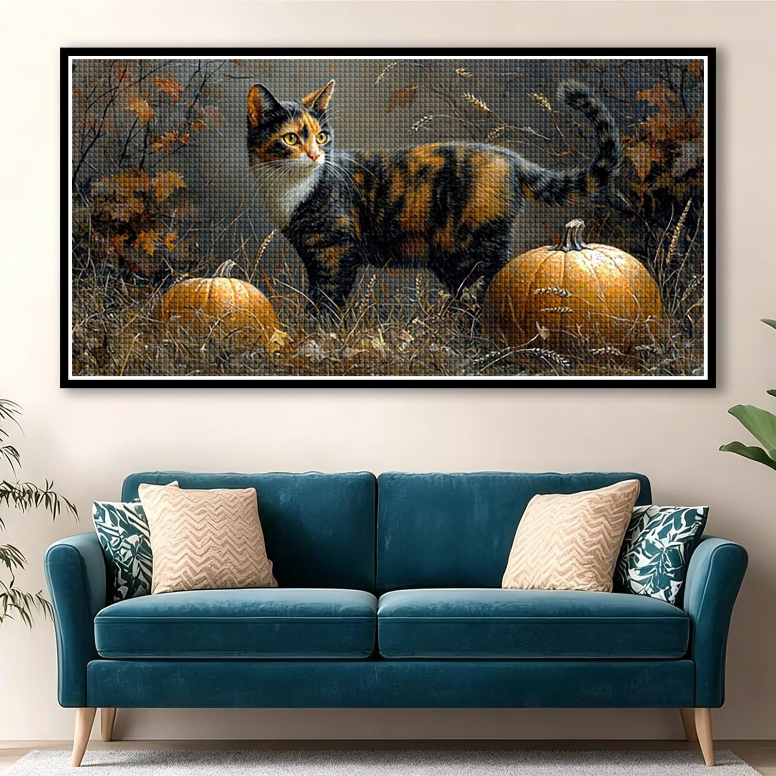 Diamond Painting Grande 180x90cm Gato Diamond Painting Adultos, DIY Calabaza Pintura de Diamante Manualidades Adultos, 5D Cuadrado Rhinestone Bordado Punto de Cruz para Home Decoration Regalo 0J-143