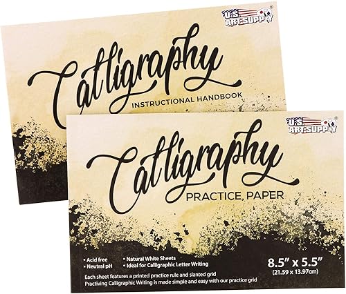 Miniatura 6 de U.S. Art Supply Juego de 35 bolígrafos de caligrafía de escritura con bloc de papel de práctica caligráfica de 9 x 12 pulgadas, 2 paquetes y 2