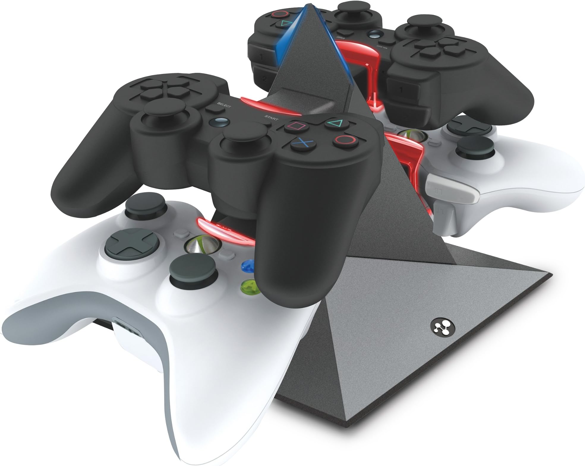 Konnet PS3 and Xbox 360 / Slim Power Pyramid RCS series Charger, Charging and Storage Dock for FOUR Game Controllers - Black