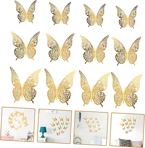 Miniatura 9 de Hemobllo 3 juegos de calcomanías decorativas para dormitorio, mariposas, adorno de fiesta de cumpleaños, decoración de pared, decoración de pared,