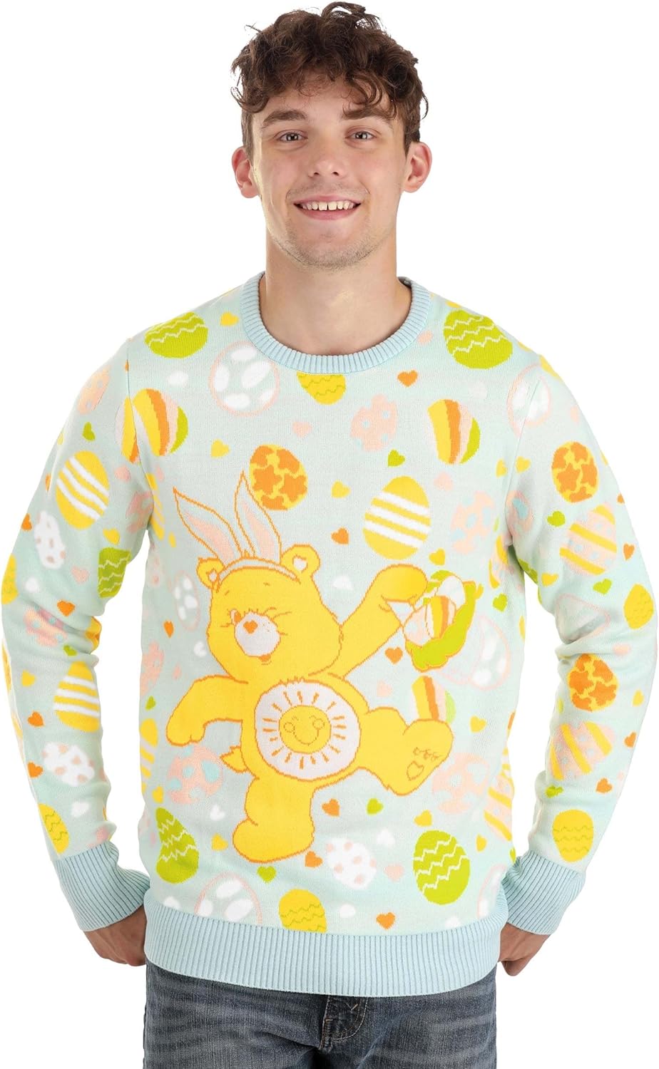 Adult Care Bears Easter Egg Hunt Unisex, Officially Licensed Pullover Ugly Sweater Funshine Bear