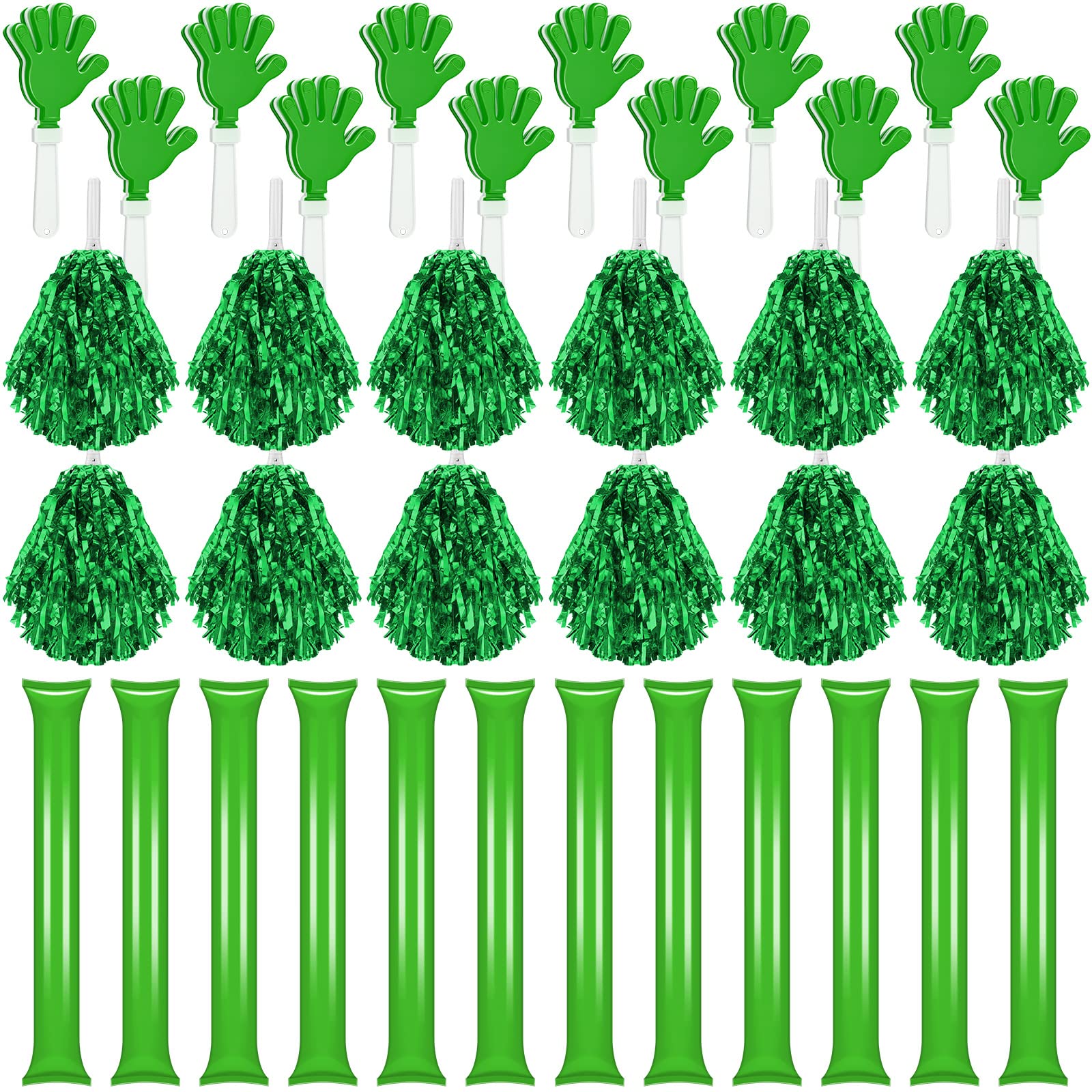 Sosation 36 Pcs Team Spirit Accessories, Cheerleading Pom Poms Hand Clappers Party Favors and Thunder Sticks Noise Makers for Sporting Events Football