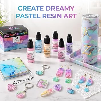 LET'S RESIN 20 Colors Pastel Alcohol Inks, Self-Sinking Resin Dye