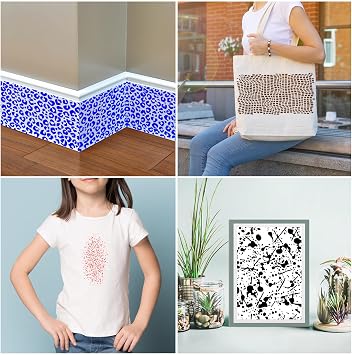 JSRQT 8 Pcs Mixed Leopard Brick Dot Layering Stencils for Painting,Reusable Texture Mixed Media Stencil,Layering Drawing Templates for Painting on Card Canvas Wood Crafts Furniture Paper