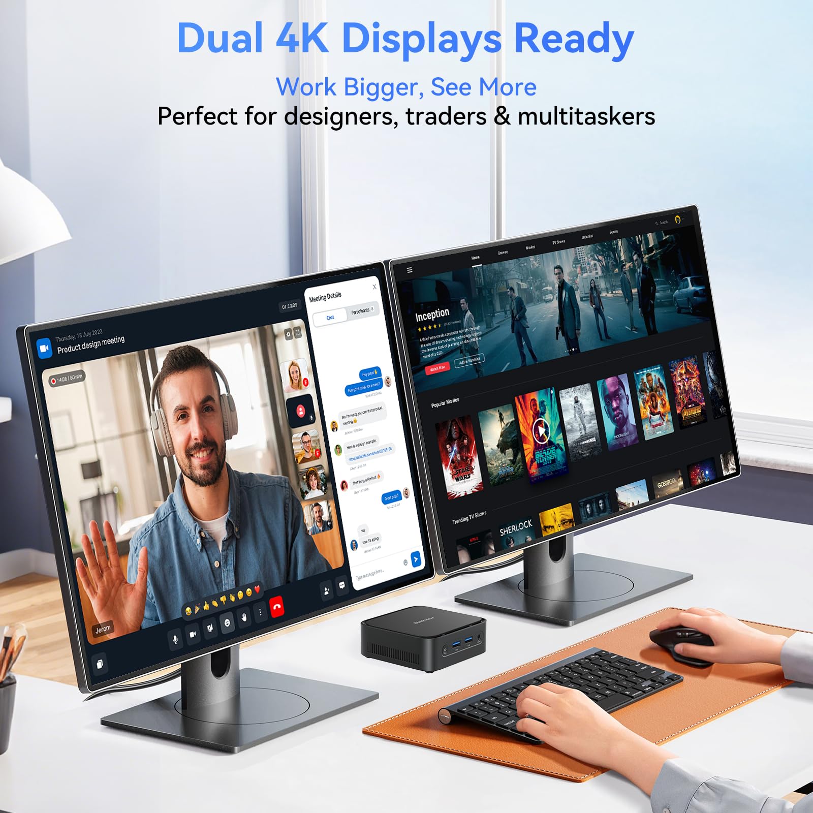 Blackview MP50 Mini PC mit Tastatur und Maus, AMD Ryzen 5 (bis 3,7 GHz) | 16GB DDR4 RAM | 512GB M.2 SSD | Windows 11 Pro | 4K Dual-Display | WiFi 5 | Bluetooth 4.2 | VESA-Halterung, 3 Jahre Garantie