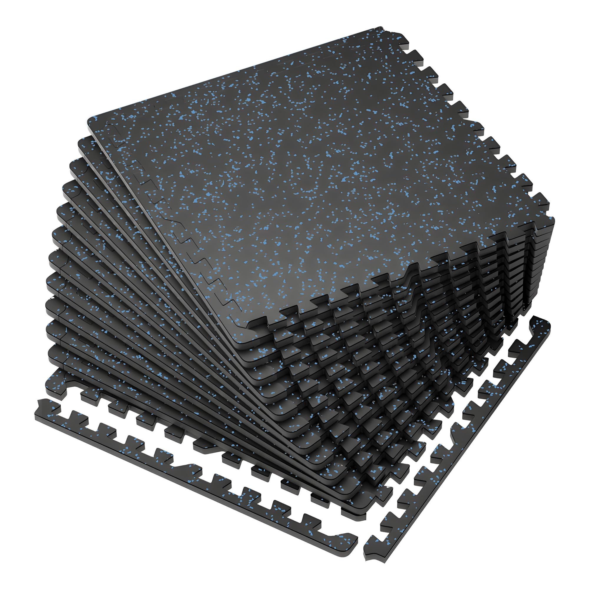 SG Traders Gym Flooring Tiles - 1.4cm Thick Rubber Top EVA Foam Workout Mats for Garage, Basement & Home Gym - Interlocking Floor Protection Mats for Heavy Weights, Treadmills & Cardio (60 x 60cm)
