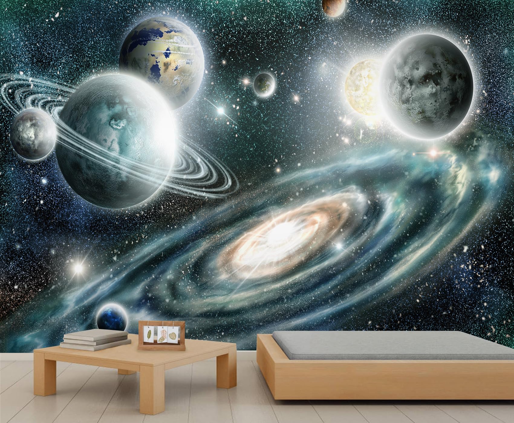 Cosmic Wall Mural for Bedroom Galaxy Planet Wallpaper Space Themed Wallpaper Galaxy Starry Sky Murals for Living Room Children's Room Company 450 x 305 cm