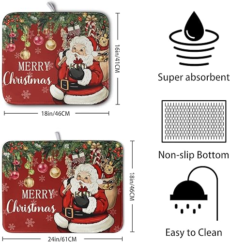 Vista 132 de Tapete de secado de platos con hojas de palma tropicales para encimera de cocina, 18 x 24 pulgadas, tapete de secado de cocina Monstera verde