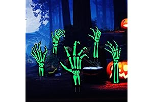 Halloween Decorations Outdoor Yard Signs - 5pcs Lighted Skeleton Hand Stakes Fluorescence