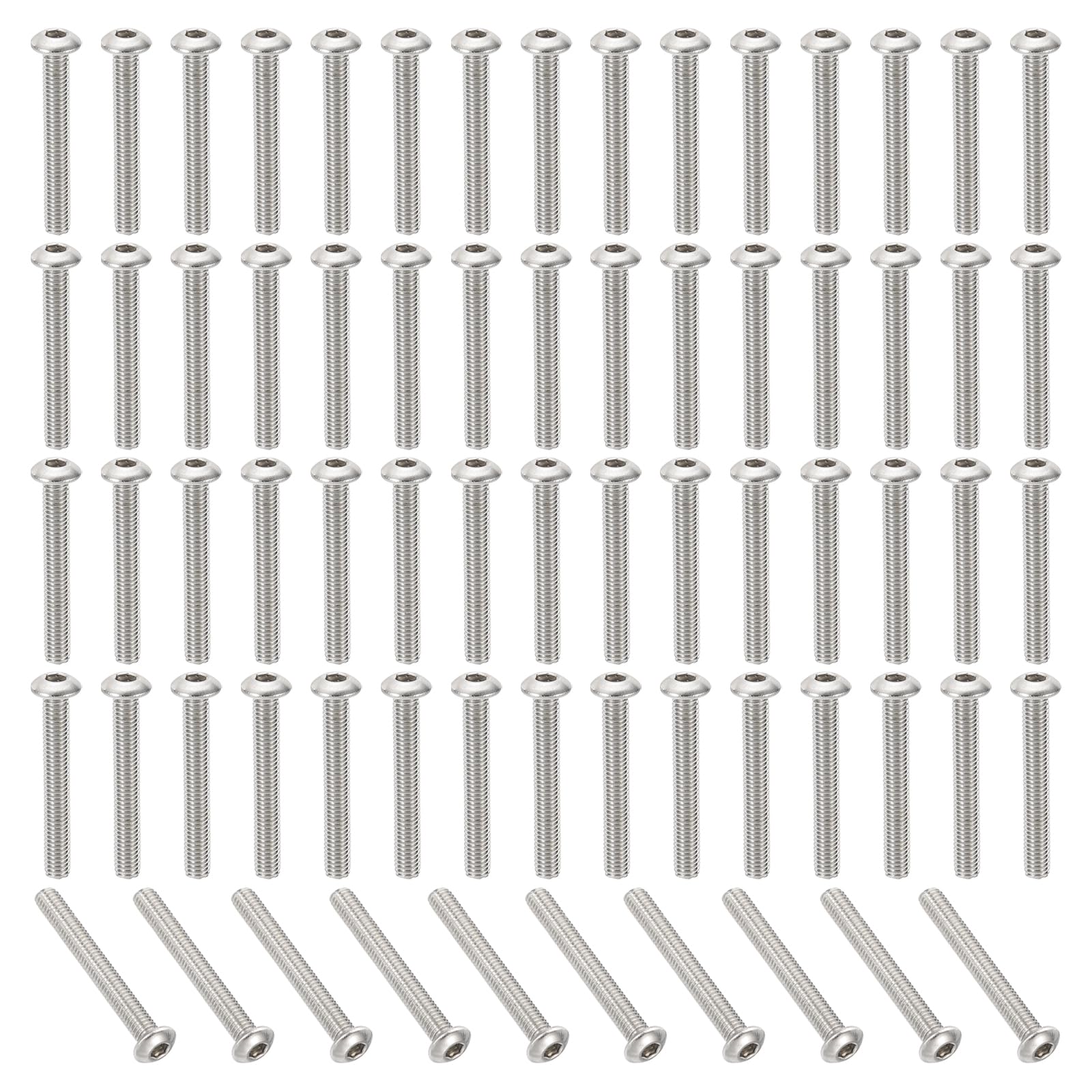 PATIKIL M3-0.5x25mm Button Head Socket Cap Screws, 100 Pcs 304 Stainless Steel 18-8 Hex Socket Cap Screw Bolts Allen Hex Drive Full Machine Thread
