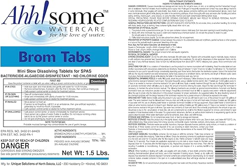Miniatura 2 de AhhSome - Mini tabletas de bromo de 2 pulgadas de 1.5 libras para spa y bañera de hidromasaje desinfectante  Pestañas de bromación de disolución