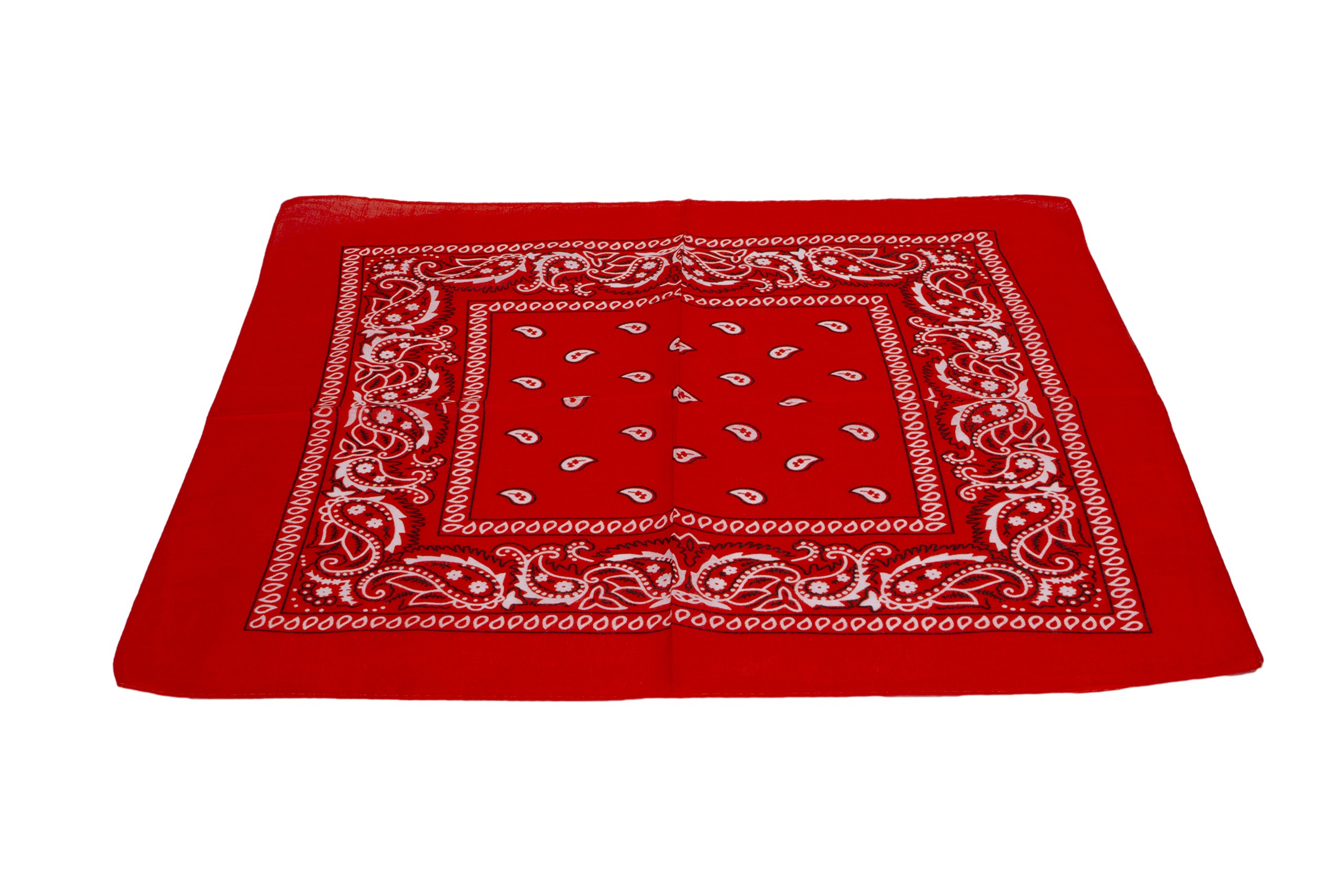 M Macahel Men's Red Macahel Cotton Paisley Design Bandana (Red)