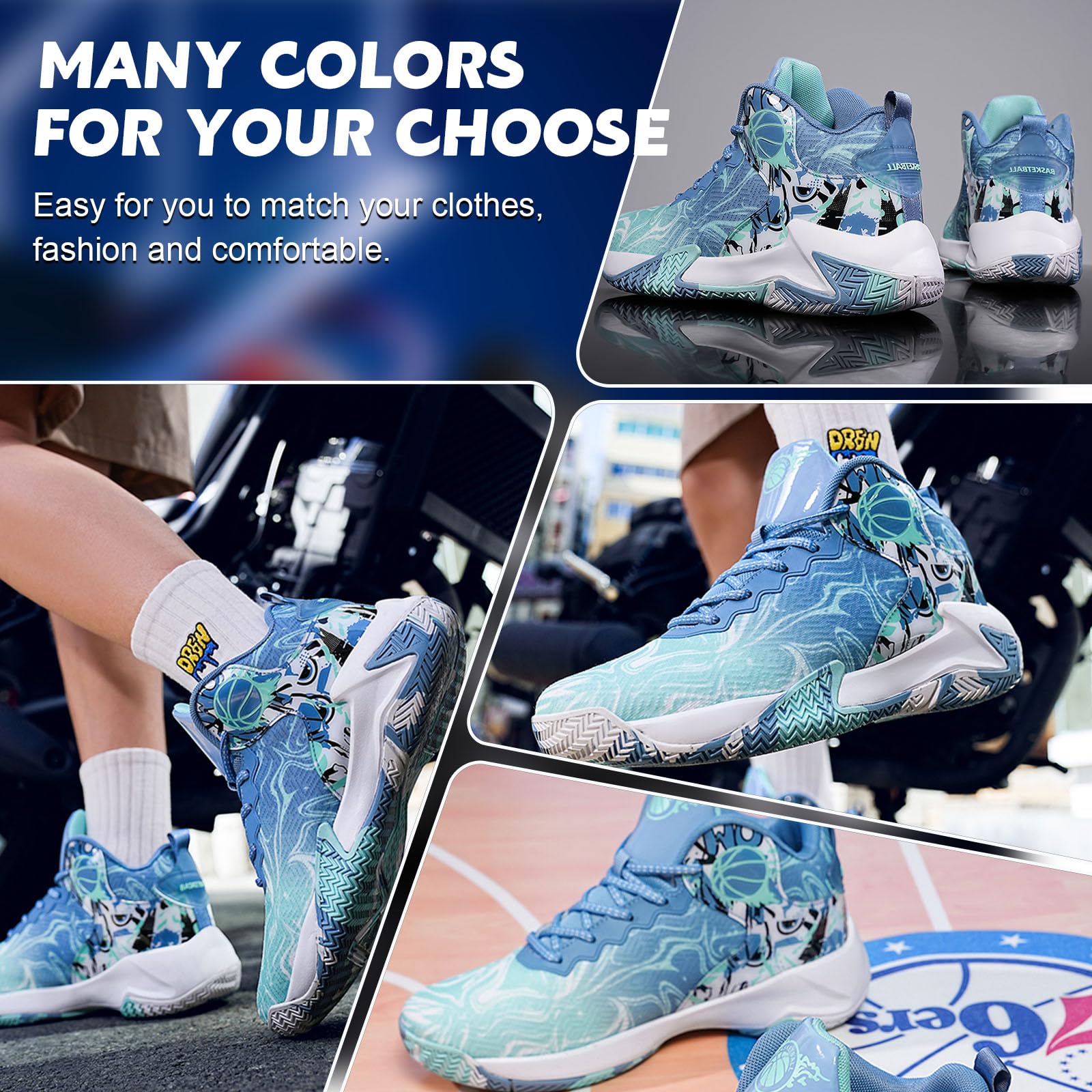 Zapatillas de Baloncesto para Hombre Zapatillas Deportivas cómodas de Malla para Caminar Zapatillas Ligeras de Moda para Correr al Aire Libre