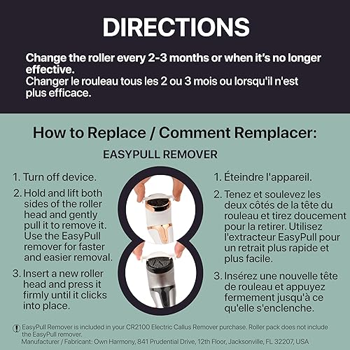Miniatura 3 de Own Harmony Rodillos de recambio mejor ajuste para removedor eléctrico de callos modelo CR2100 Herramientas de pedicura  Cuidado profesional de pies