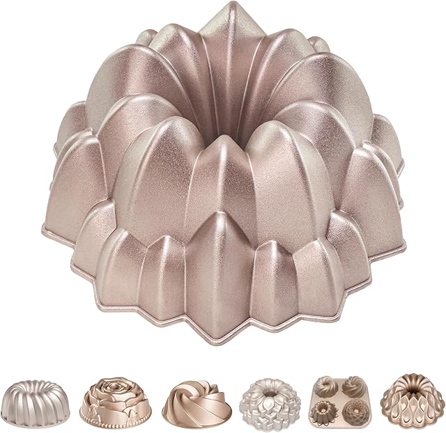 Erreke Forma do ciasta, nieprzywierająca i bardzo trwała forma aluminiowa, różowe złoto, średnica 24 cm, pojemność 2,5 litra, tortownica do pieczenia (Wodospad)