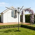 Sac de séchage de parapluies extérieures, 165ft Longue ligne de vêtements, 4 Armes 12 Lignes, réglable en hauteur, Cadre en acier avec Spike au sol, Parapluie rotative pliable pour jardin, noir